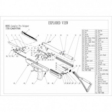 Pièces détachées pour pistolet à air LANGLEY SILENCER BLOC N°1+2+13