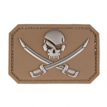 Patch PVC Tête de mort + sabre Tan 8 x 5.5cm