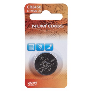 NUM'AXES - Blister 1 pile CR2450 lithium 3 V (Equivalence : DL2450) 