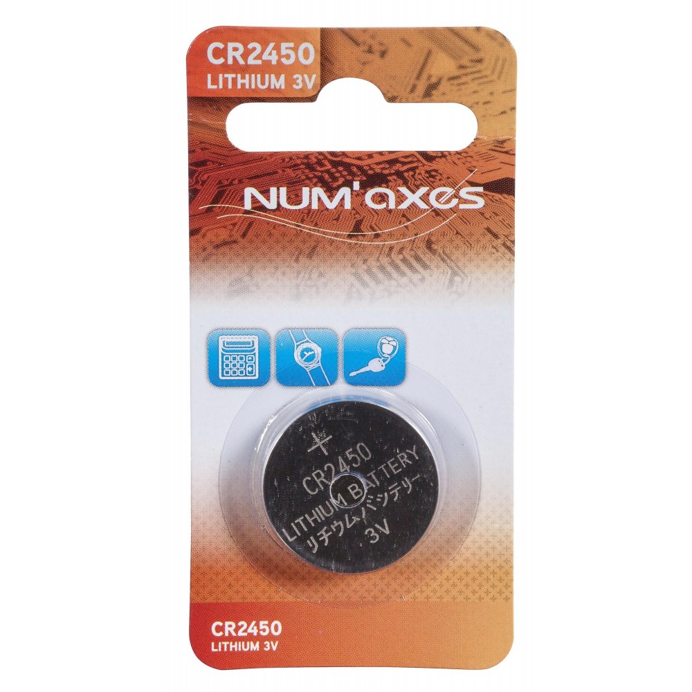 NUM'AXES - Blister 1 pile CR2450 lithium 3 V (Equivalence : DL2450) 