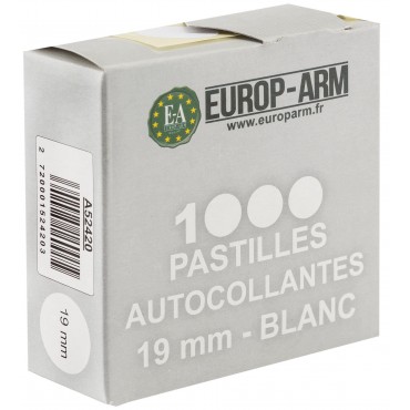 Pastilles autocollantes blanches diam. 15 ou 19 mm Diam.19 mm