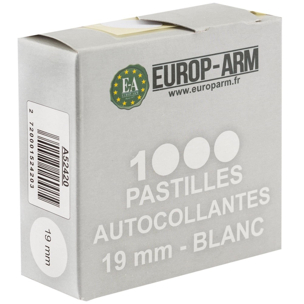 Pastilles autocollantes blanches diam. 15 ou 19 mm 
