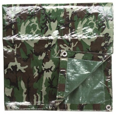 Bâche agricole camouflage Woodland 1.9x3 m avec oeillets 