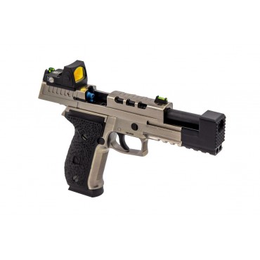 Réplique Vorsk GBB gaz VP26X Aluminium brossé 1,0J + point rouge BDS 