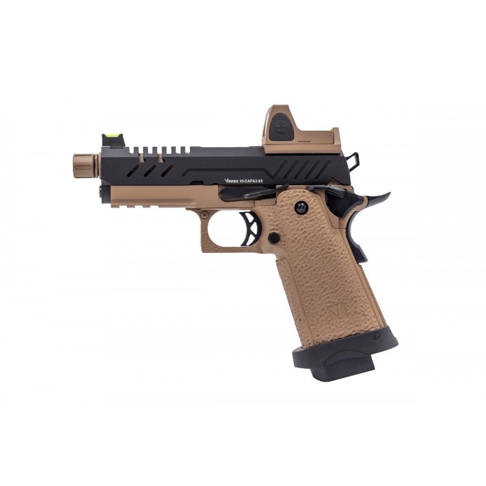 Réplique GBB gaz Vorsk Hi-Capa PRO + BDS Tan /Noir 1,0J 