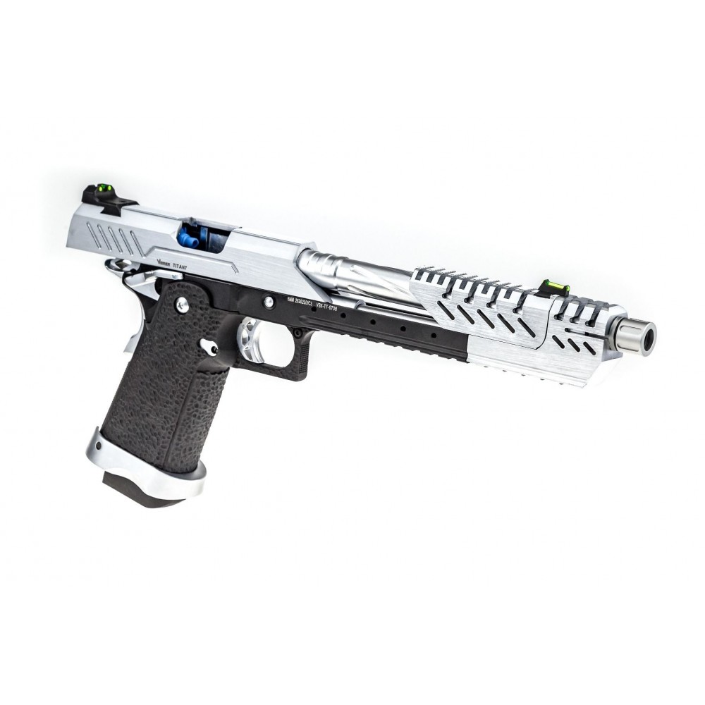 Réplique GBB gaz Hi-Capa TITAN 7 Noir / Chrome 1,0J TITAN 7 CHROME 