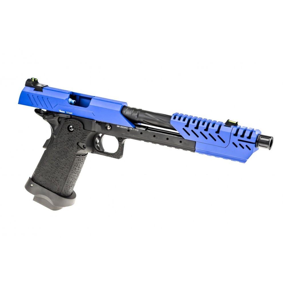 Réplique GBB gaz Hi-Capa TITAN 7 Noir / Bleu 1,0J TITAN 7 BLEU 