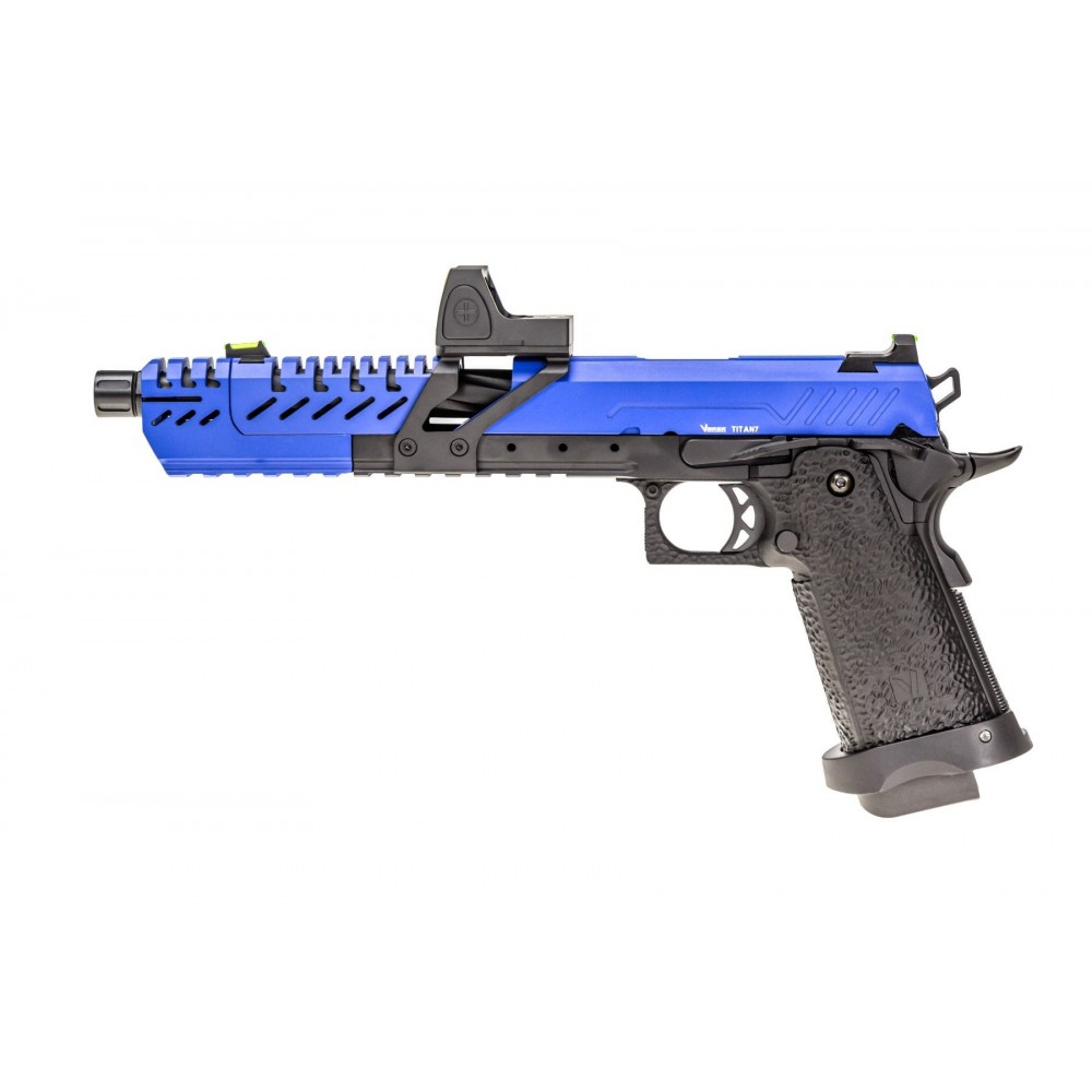 Réplique GBB gaz Hi-Capa TITAN 7 Noir / Bleu 1,0J + point rouge BDS TITAN 7 BLEU BDS 