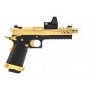 Réplique GBB gaz Hi-Capa 5.1 SPLIT Gold / Noir 1,0J + point rouge BDS 